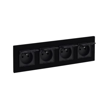 Legrand - Зовнішня побутова розетка на 4 місця з рамкою NILOE STEP 250V IP44 чорна