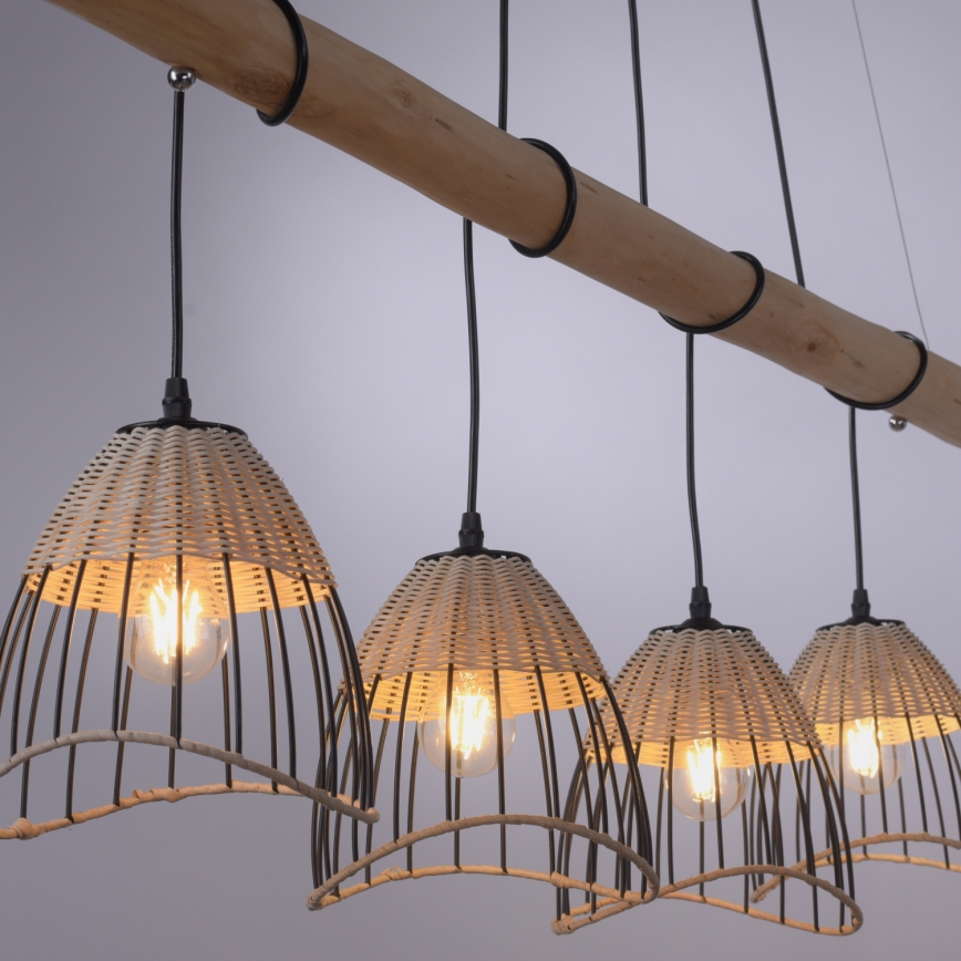 Leuchten Direkt 11156-79 - Подвесная люстра REED 4xE27/60W/230V эвкалипт