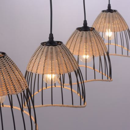 Leuchten Direkt 11156-79 - Подвесная люстра REED 4xE27/60W/230V эвкалипт