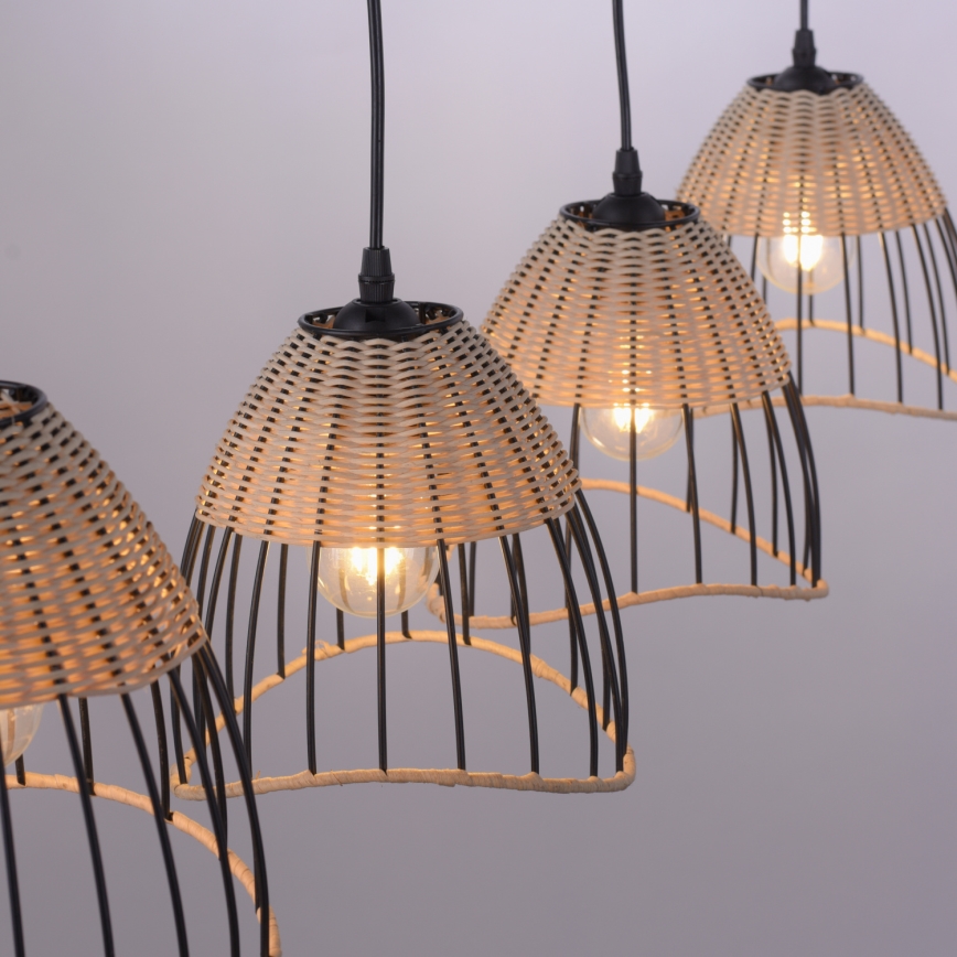 Leuchten Direkt 11156-79 - Подвесная люстра REED 4xE27/60W/230V эвкалипт