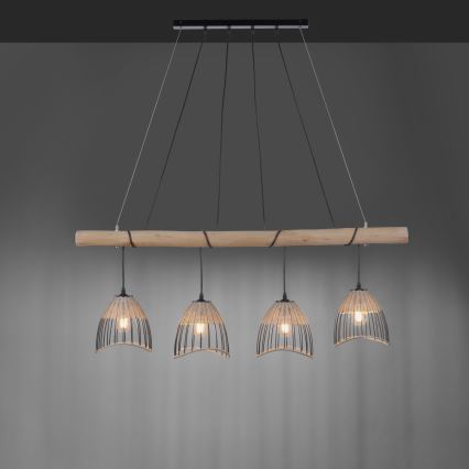 Leuchten Direkt 11156-79 - Подвесная люстра REED 4xE27/60W/230V эвкалипт
