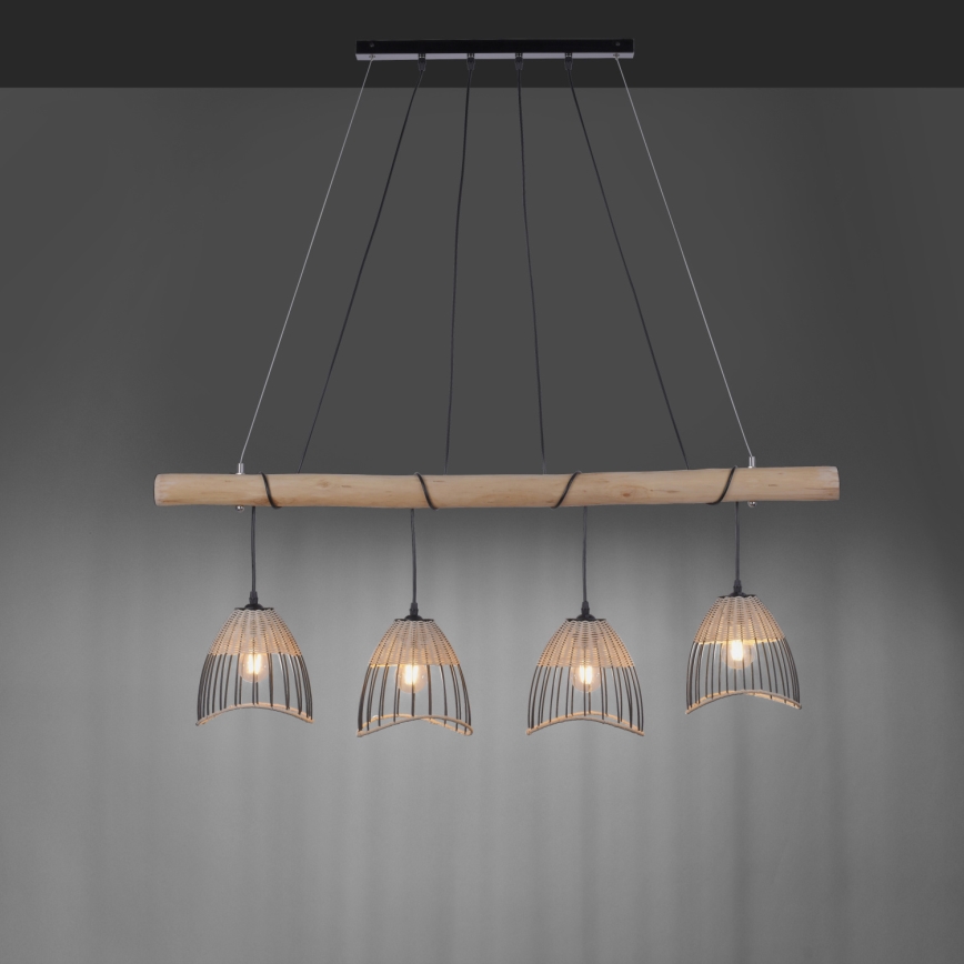 Leuchten Direkt 11156-79 - Подвесная люстра REED 4xE27/60W/230V эвкалипт