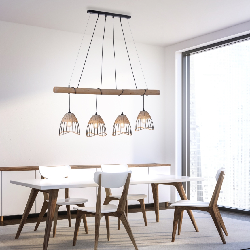 Leuchten Direkt 11156-79 - Подвесная люстра REED 4xE27/60W/230V эвкалипт