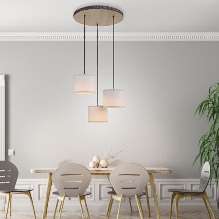 Leuchten Direkt 11236-79 - Люстра на тросі BARK 3xE27/40W/230V дерево