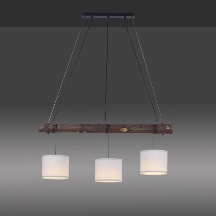 Leuchten Direkt 11238-79 - Підвісна люстра BARK 3xE27/40W/230V дерево