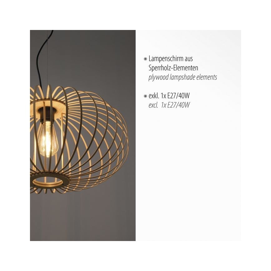 Leuchten Direkt 11409-79 - Підвісна люстра RACOON 1xE27/40W/230V бамбук