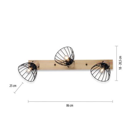 Leuchten Direkt 11418-18 - Точечный светильник LAMI 3xE27/25W/230V акация/металл