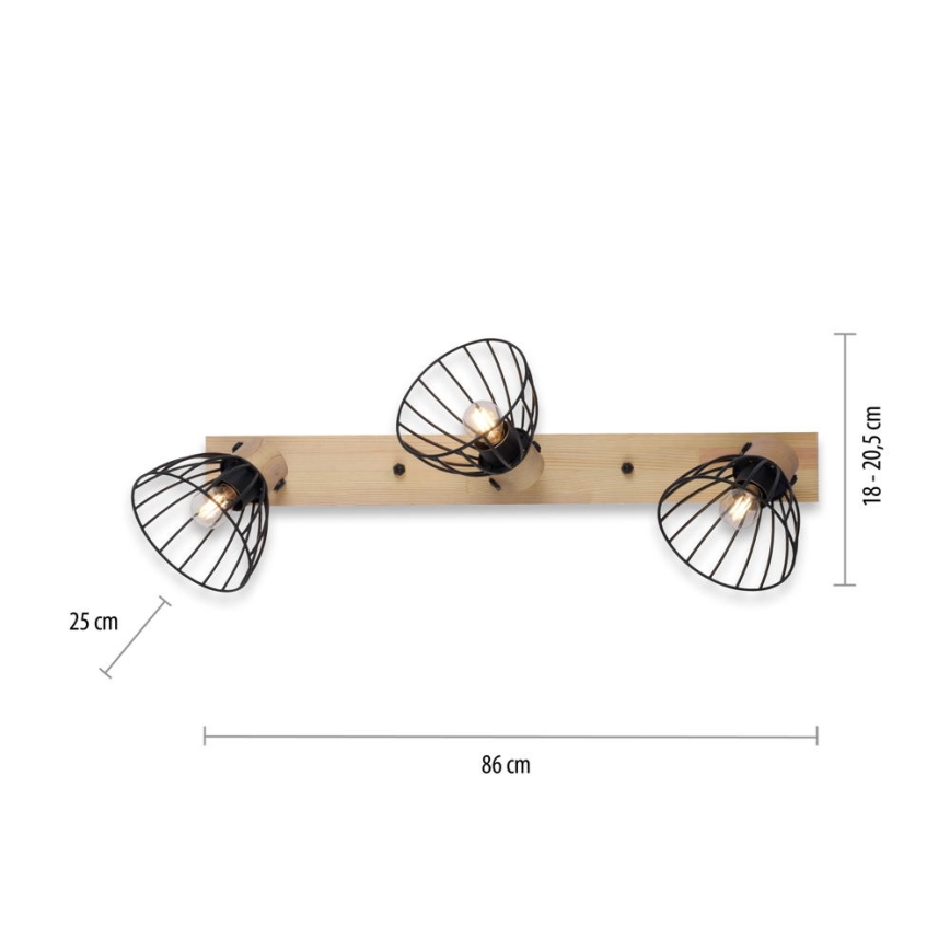 Leuchten Direkt 11418-18 - Точечный светильник LAMI 3xE27/25W/230V акация/металл
