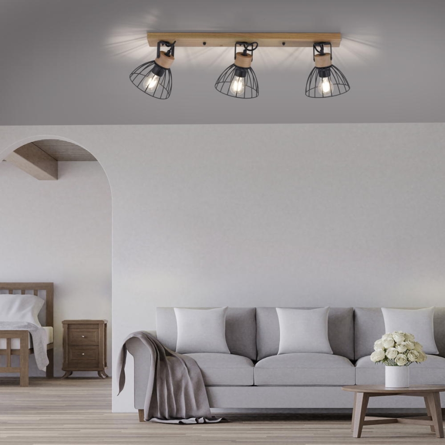 Leuchten Direkt 11418-18 - Точечный светильник LAMI 3xE27/25W/230V акация/металл