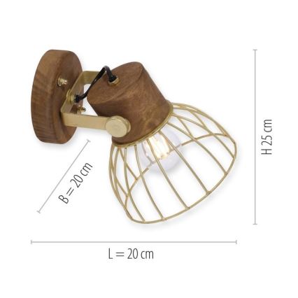 Leuchten Direkt 11486-60 - Настенный точечный светильник ALAMI 1xE27/25W/230V дерево манго