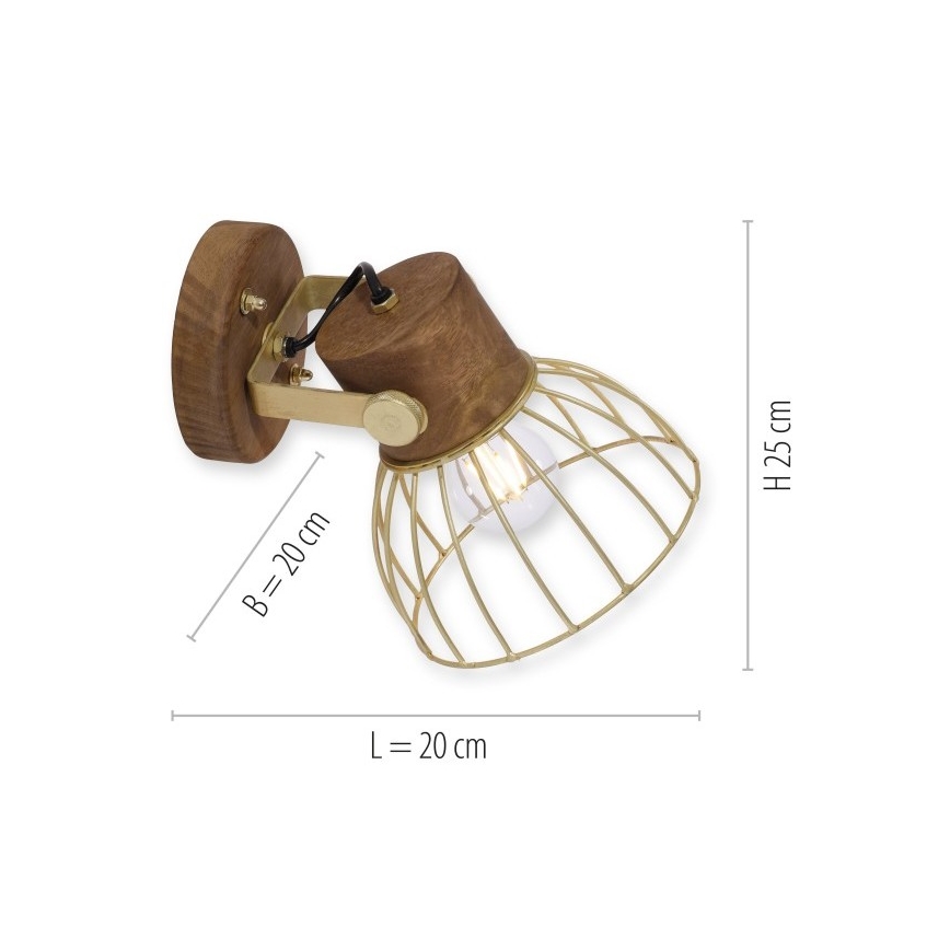 Leuchten Direkt 11486-60 - Настінний точковий світильник ALAMI 1xE27/25W/230V дерево манго