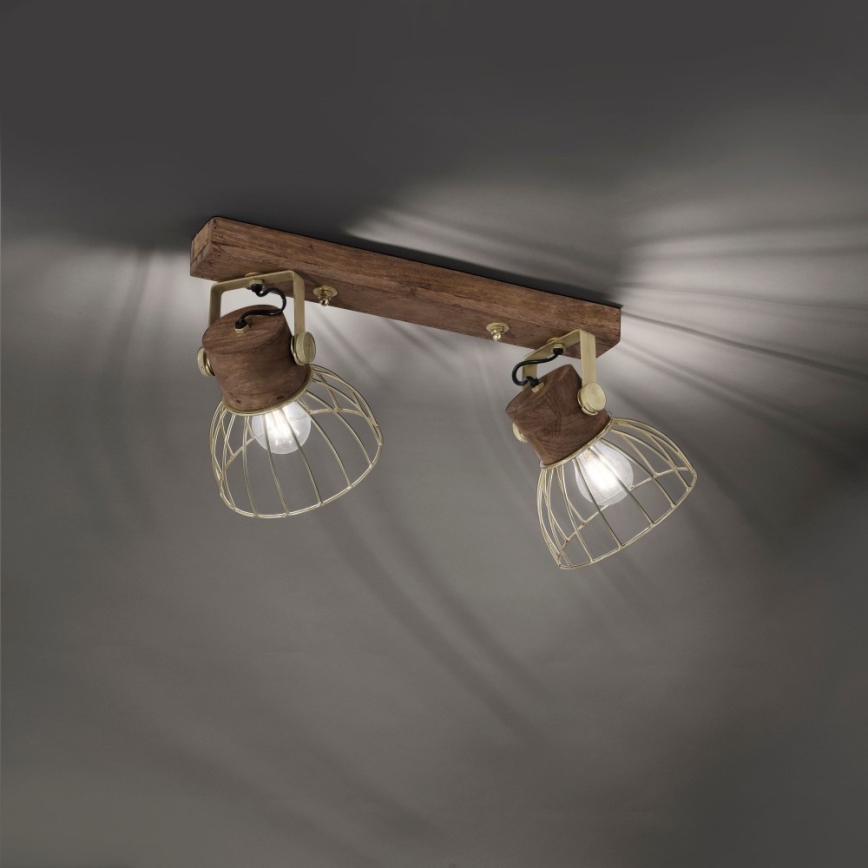 Leuchten Direkt 11487-60 - Точечный светильник ALAMI 2xE27/25W/230V дерево манго