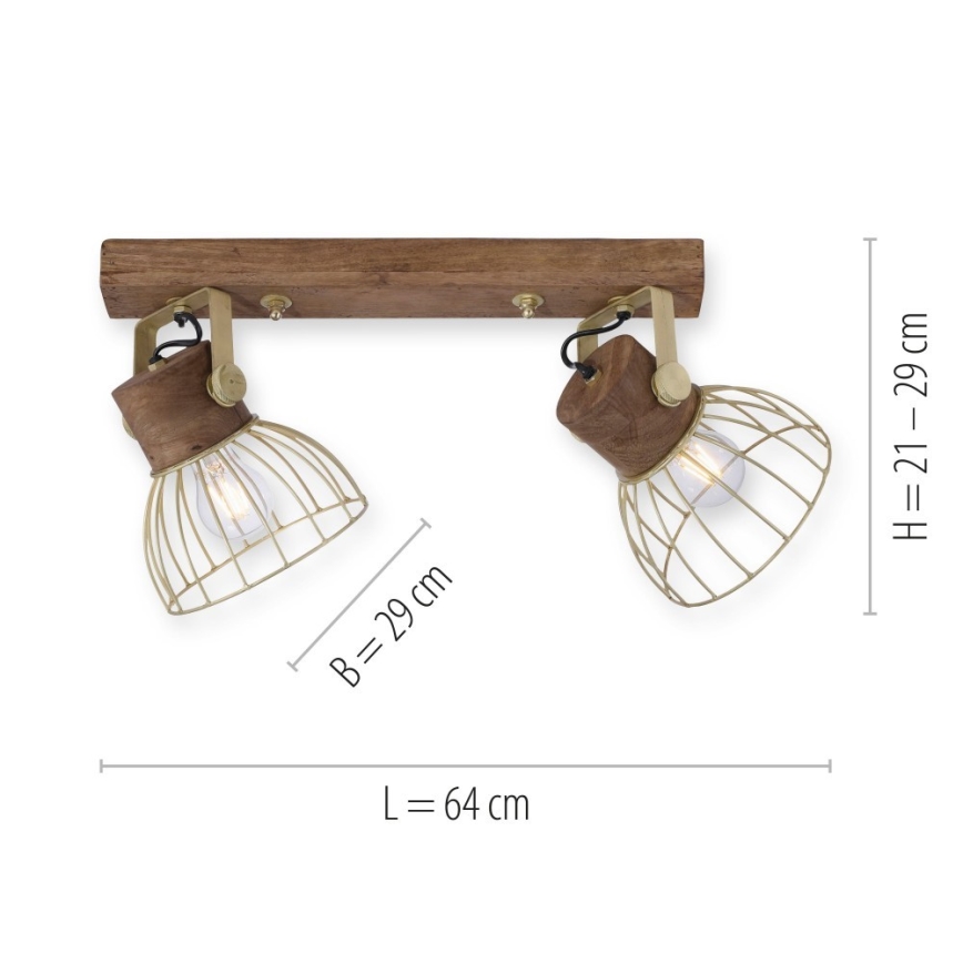 Leuchten Direkt 11487-60 - Точковий світильник ALAMI 2xE27/25W/230V дерево манго