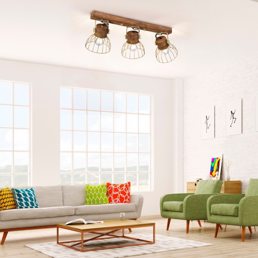 Leuchten Direkt 11488-60 - Точковий світильник ALAMI 3xE27/25W/230V дерево манго