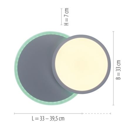 Leuchten Direkt 11662-16 - LED RGB стельовий світильник з регулюванням яскравості ARENDA LED/21W/230V + пульт дистанційного керування