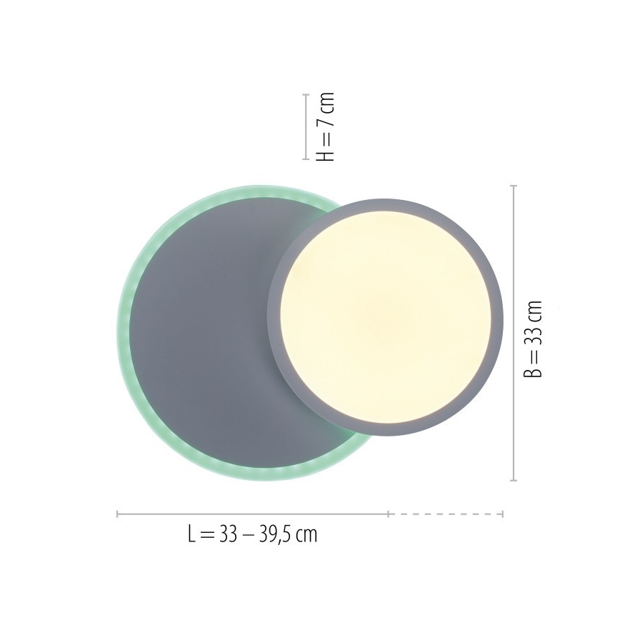 Leuchten Direkt 11662-16 - LED RGB стельовий світильник з регулюванням яскравості ARENDA LED/21W/230V + пульт дистанційного керування