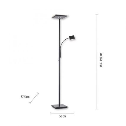 Leuchten Direkt 11710-18 - Светодиодный торшер с регулированием яркости HANS LED/21,5W/230V + LED/4W