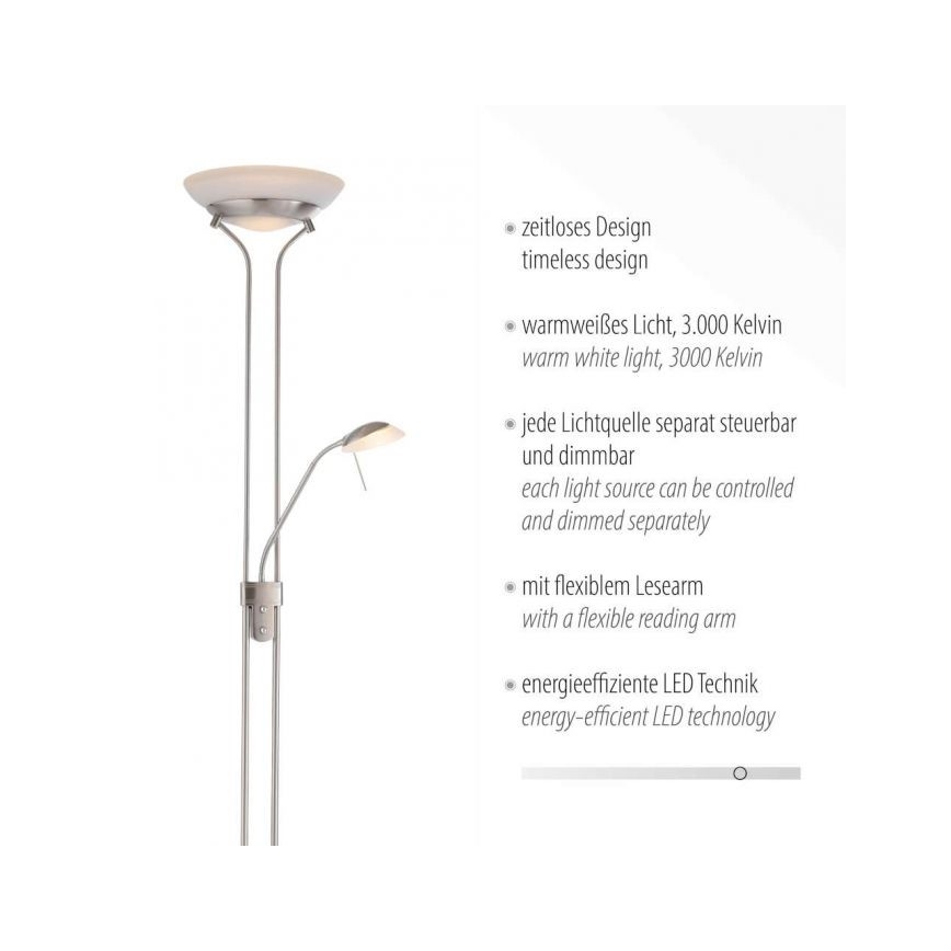 Leuchten Direkt 11730-55 - Светодиодный торшер с регулированием яркости ZAHARA LED/16W/230V + LED/5W