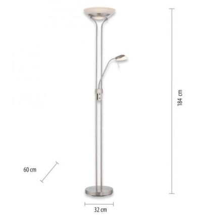 Leuchten Direkt 11730-55 - Светодиодный торшер с регулированием яркости ZAHARA LED/16W/230V + LED/5W