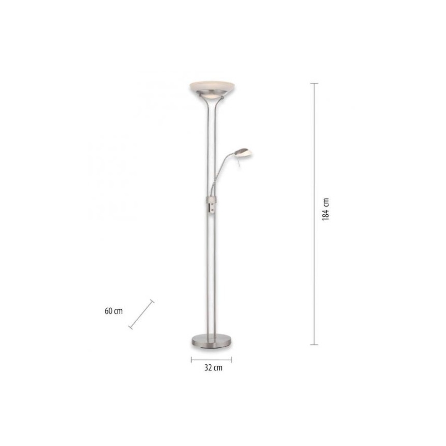 Leuchten Direkt 11730-55 - Светодиодный торшер с регулированием яркости ZAHARA LED/16W/230V + LED/5W