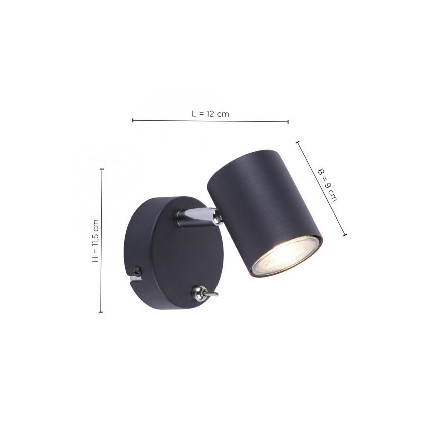Leuchten Direkt 11941-13 - Светодиодный настенный точечный светильник TARIK 1xGU10/5W/230V черный
