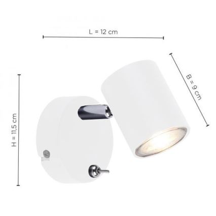 Leuchten Direkt 11941-16 - Светодиодный настенный точечный светильник TARIK 1xGU10/5W/230V белый