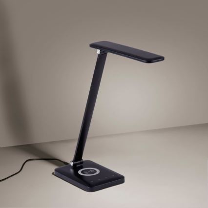 Leuchten Direkt 14415-16 - Сенсорна настільна LED лампа з регулюванням яскравості та бездротовою зарядкою FLORENTINA LED/5W/230V 3000-5000K чорний + USB