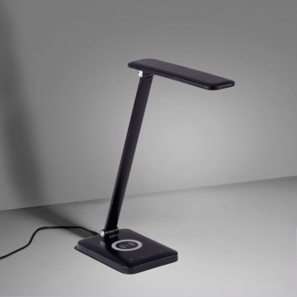 Leuchten Direkt 14415-16 - Сенсорна настільна LED лампа з регулюванням яскравості та бездротовою зарядкою FLORENTINA LED/5W/230V 3000-5000K чорний + USB