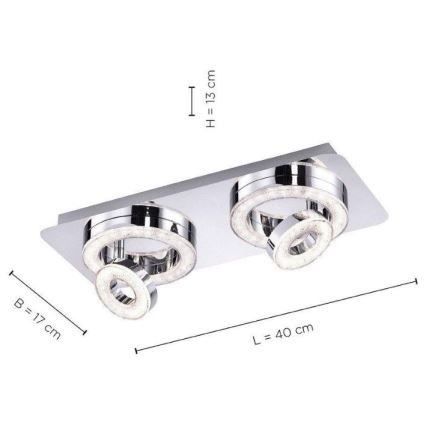Leuchten Direkt 14521-17 - Стельовий LED світильник TIM 2xLED/2,8W/230V + 2xLED/3,1W