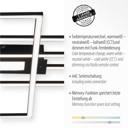 Leuchten Direkt 14693-18 - Світлодіодний регульований стельовий світильник ASMIN LED/48W/230V + дистанційне керування