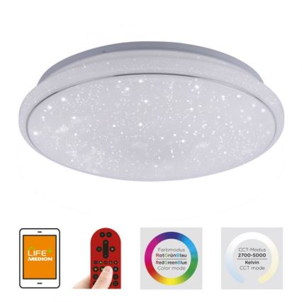 Leuchten Direkt 14743-16 - Светодиодный диммируемый потолочный RGB-светильник JUPI LED/28W/230V Tuya 2700-5000K + пульт ДУ