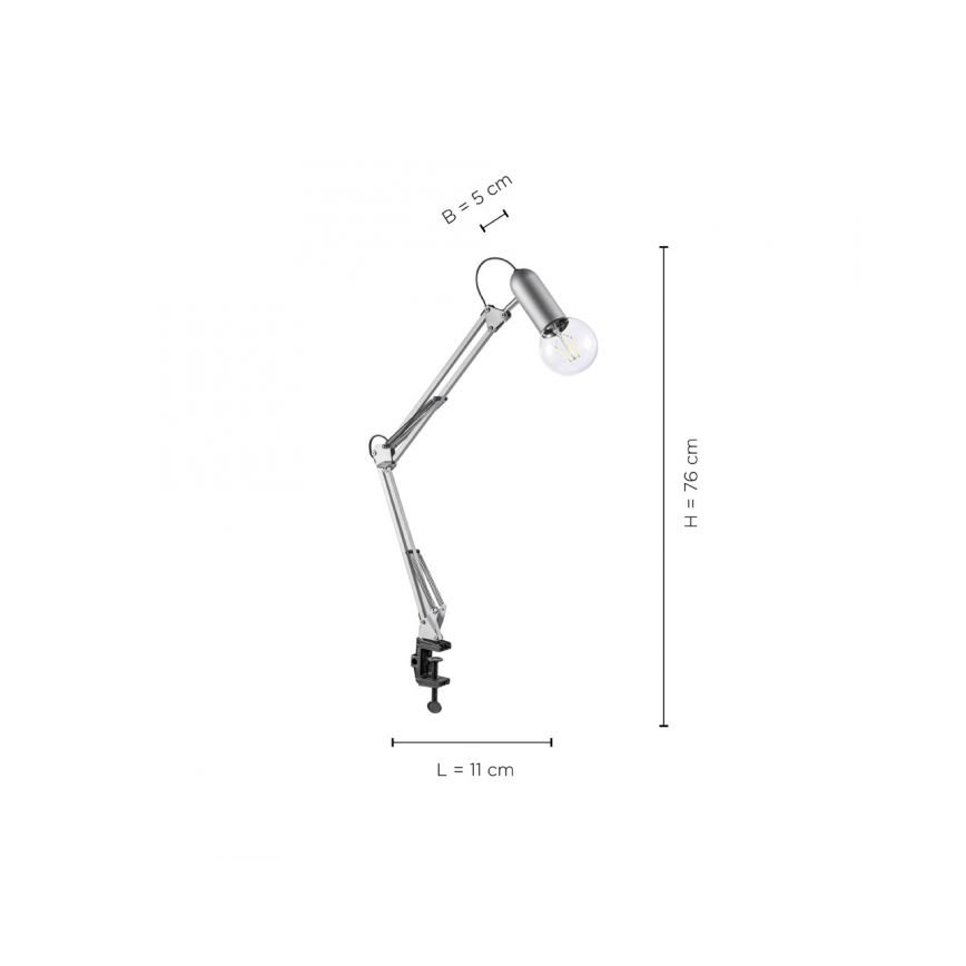 Leuchten Direkt 14773-55 - Настольная лампа с зажимом TURN ME 1xE27/60W/230V матовый хром