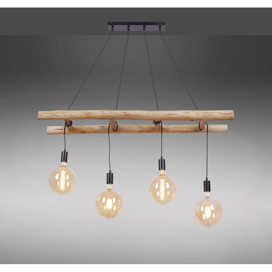 Leuchten Direkt 15025-18 - Подвесная люстра EDGAR 4xE27/60W/230V эвкалипт