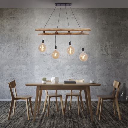 Leuchten Direkt 15025-18 - Подвесная люстра EDGAR 4xE27/60W/230V эвкалипт