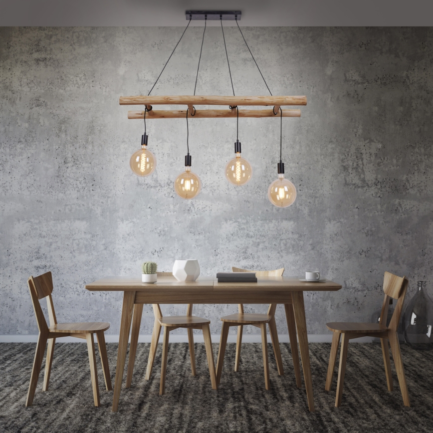 Leuchten Direkt 15025-18 - Подвесная люстра EDGAR 4xE27/60W/230V эвкалипт