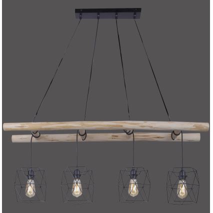 Leuchten Direkt 15036-18 - Подвесная люстра EDGAR 4xE27/60W/230V эвкалипт