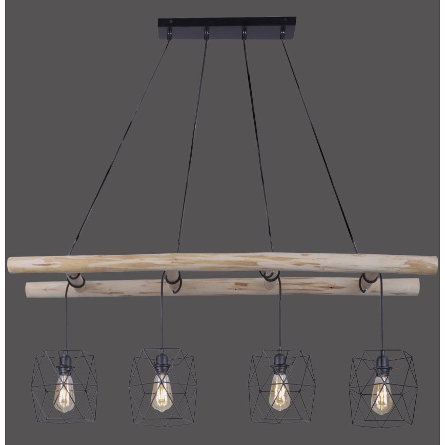 Leuchten Direkt 15036-18 - Подвесная люстра EDGAR 4xE27/60W/230V эвкалипт
