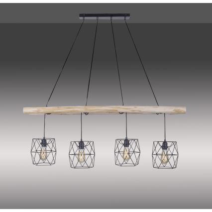 Leuchten Direkt 15036-18 - Подвесная люстра EDGAR 4xE27/60W/230V эвкалипт