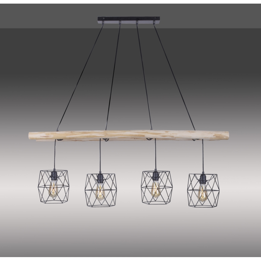Leuchten Direkt 15036-18 - Подвесная люстра EDGAR 4xE27/60W/230V эвкалипт