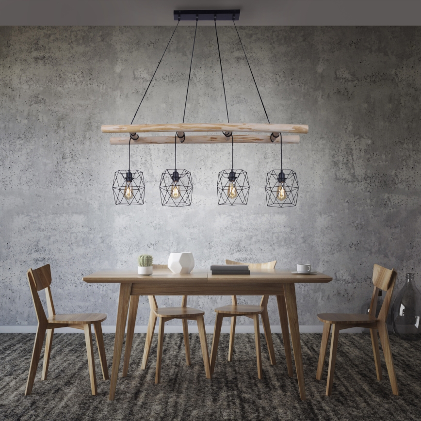 Leuchten Direkt 15036-18 - Подвесная люстра EDGAR 4xE27/60W/230V эвкалипт