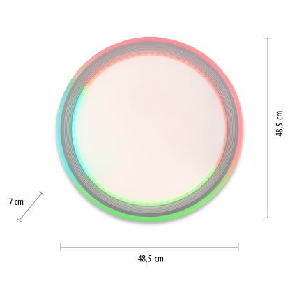 Leuchten Direkt 15154-16 - Светодиодный потолочный RGB-светильник с регулированием яркости EDGING LED/39W/230V + дистанционное управление
