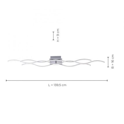 Leuchten Direkt 15167-55 - LED-накладная люстра WAWE 2xLED/12,5W/230V+LED/17W матовый хром