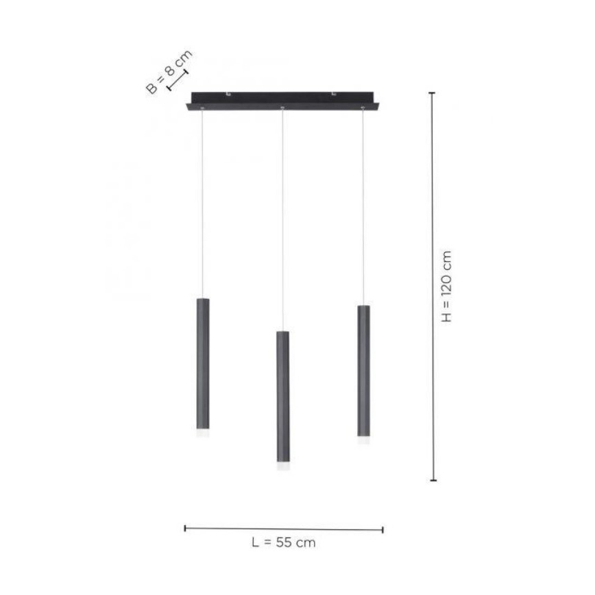 Leuchten Direkt 15203-18 - Підвісна LED люстра 3xLED/4,8W/230V чорний