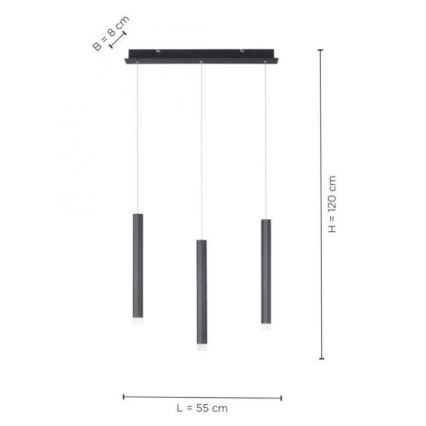 Leuchten Direkt 15203-18 - Светодиодная люстра на тросе 3xLED/4,8W/230V черная