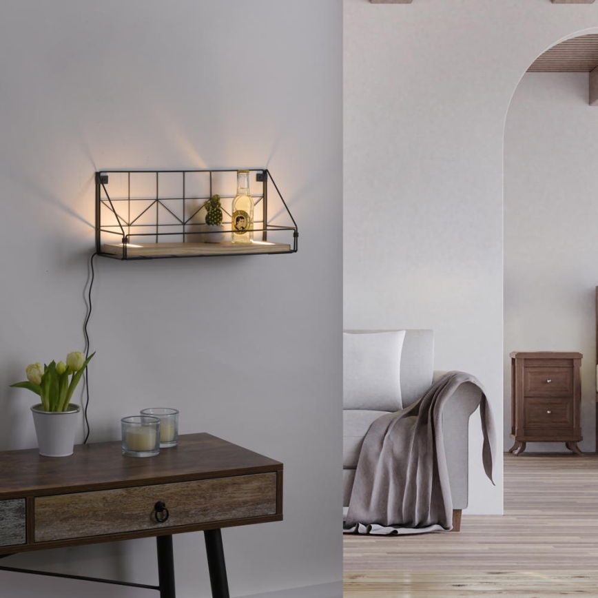 Leuchten Direkt 15277-18 - Полка со светодиодной подсветкой BOARD 2xLED/1,75W/230V 45 см эвкалипт