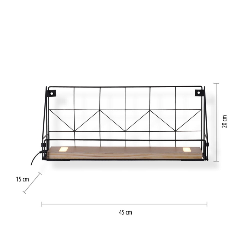 Leuchten Direkt 15277-18 - Полка со светодиодной подсветкой BOARD 2xLED/1,75W/230V 45 см эвкалипт