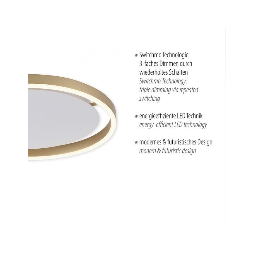 Leuchten Direkt 15391-60 - Стельовий LED світильник з регулюванням яскравості RITUS LED/20W/230V латунь