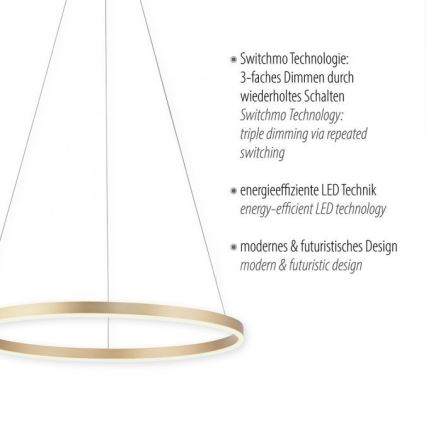 Leuchten Direkt 15394-60 - Светодиодная люстра с регулированием яркости RITUS LED/30W/230V латунь