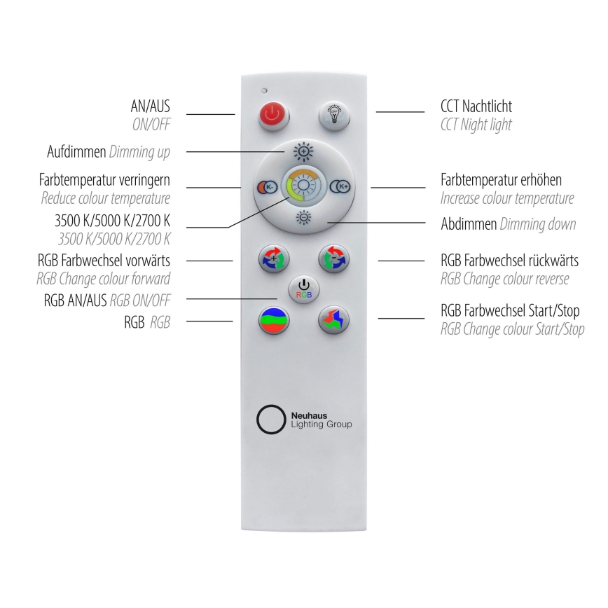 Leuchten Direkt 15411-21- LED RGB стельовий світильник з регулюванням яскравості CYBA LED/26W/230V