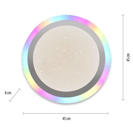 Leuchten Direkt 15411-21- Светодиодный потолочный RGB-светильник с регулированием яркости CYBA LED/26W/230V + дистанционное управление